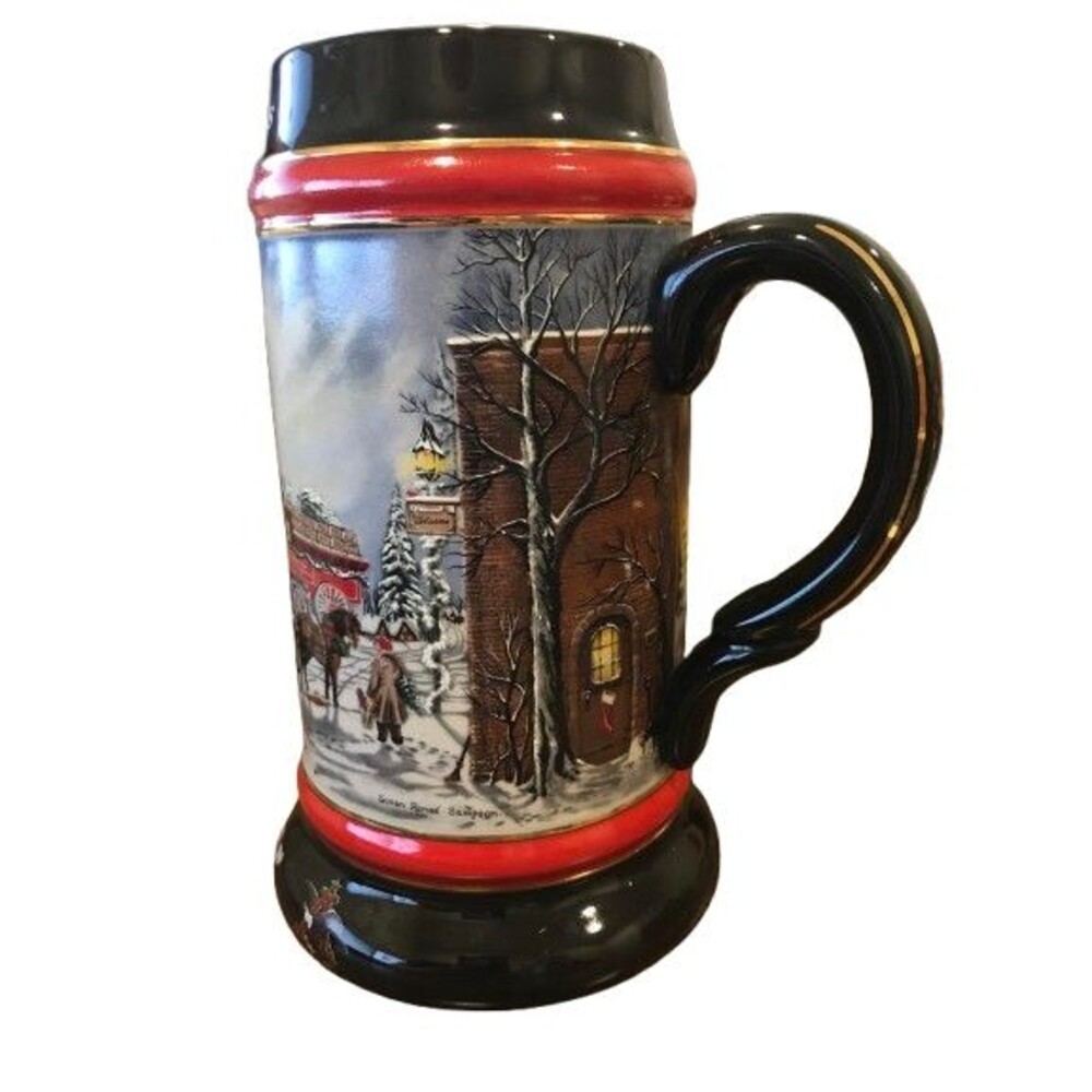 VINTAGE 1992 Budweiser Holiday Beer Stein Mug "A Perfect Christmas" Clydesdales